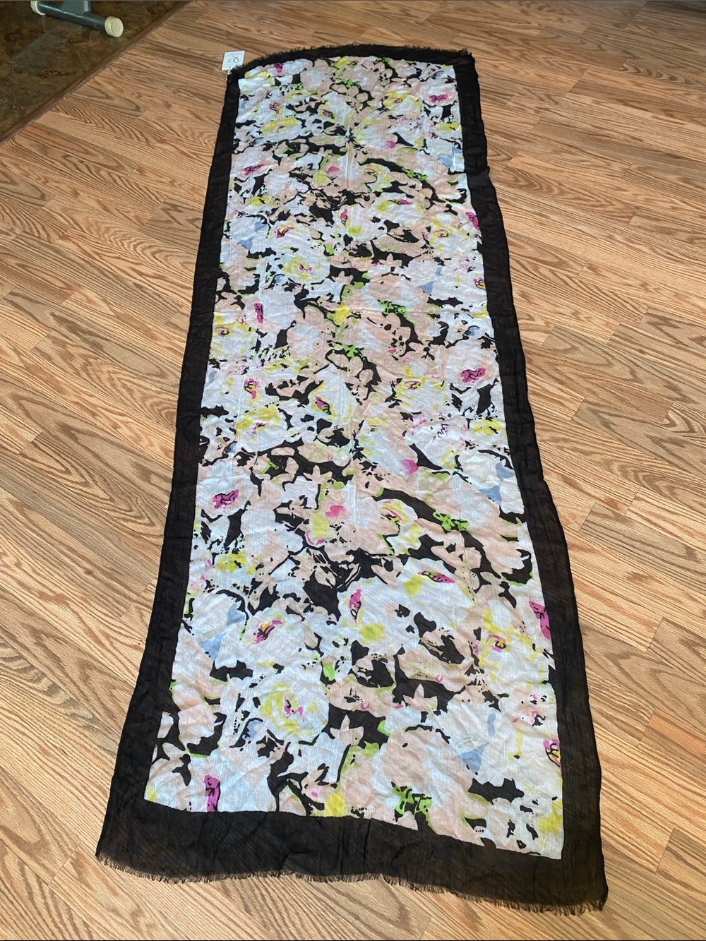 Floral Print Lightweight Scarf Black Border NWT Whimsigoth Fairycore Halloween